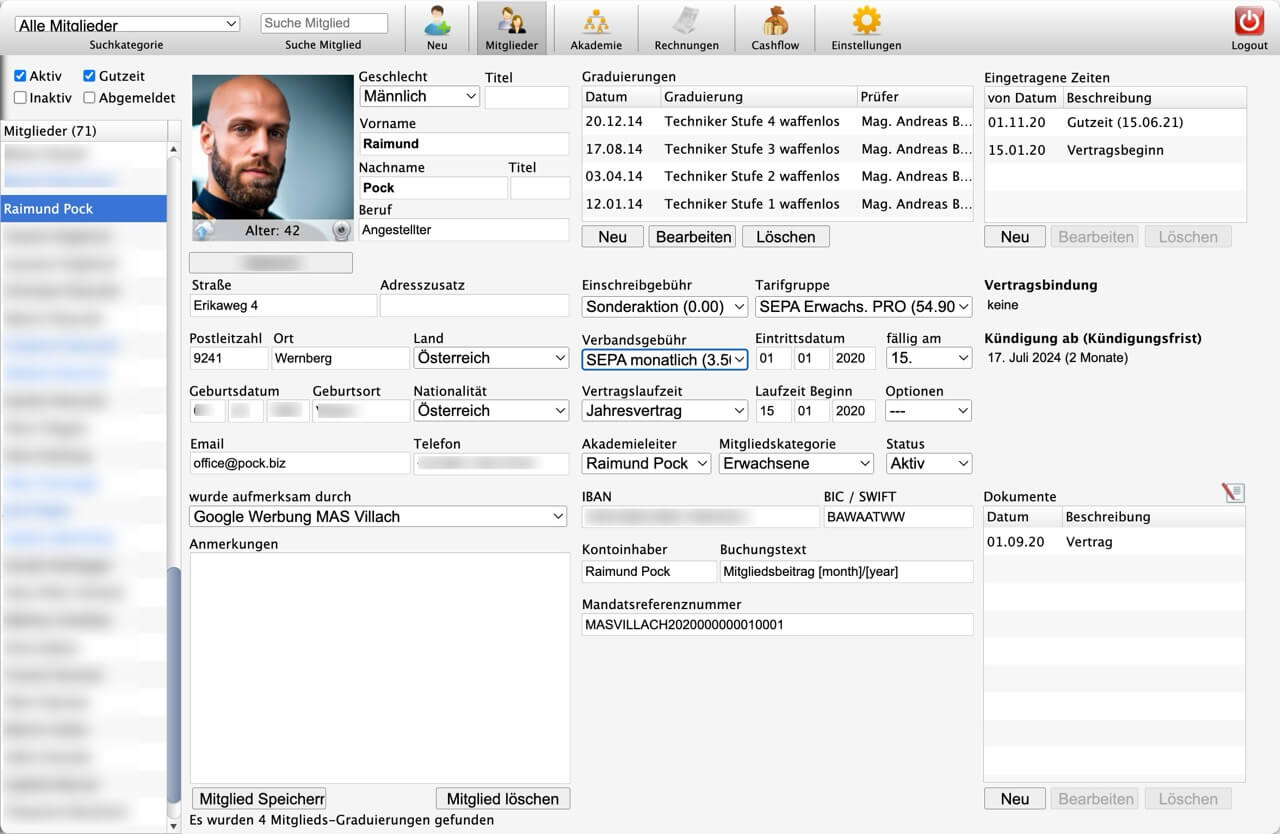 MAS Mitglieder Verwaltung Web App mit Dashboard